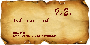 Iványi Ernő névjegykártya